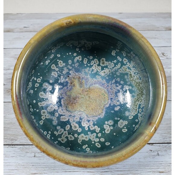 Pamela Rodger Planter Teal Blue Porcelain Bragg Creek AB 4.5" Canadian Pottery - Picture 5 of 10